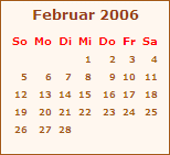 Kalender Februar 2006