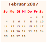 Kalender Februar 2007