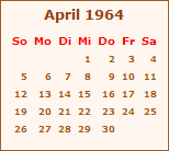 Kalender April 1964