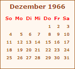 Kalender Dezember 1966