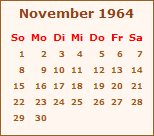Kalender November 1964