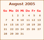Kalender August 2005