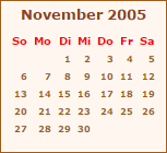 Kalender November 2005