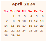 Kalender April 2024